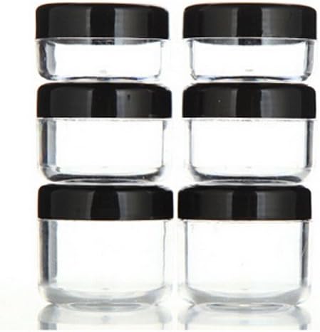 yueton 6Pcs Empty Clear Boday Black Top Lid Plastic Sample Containers 10/15/20Gram Size Cosmetic Containers Pot Jars Eyshadow Container Lot