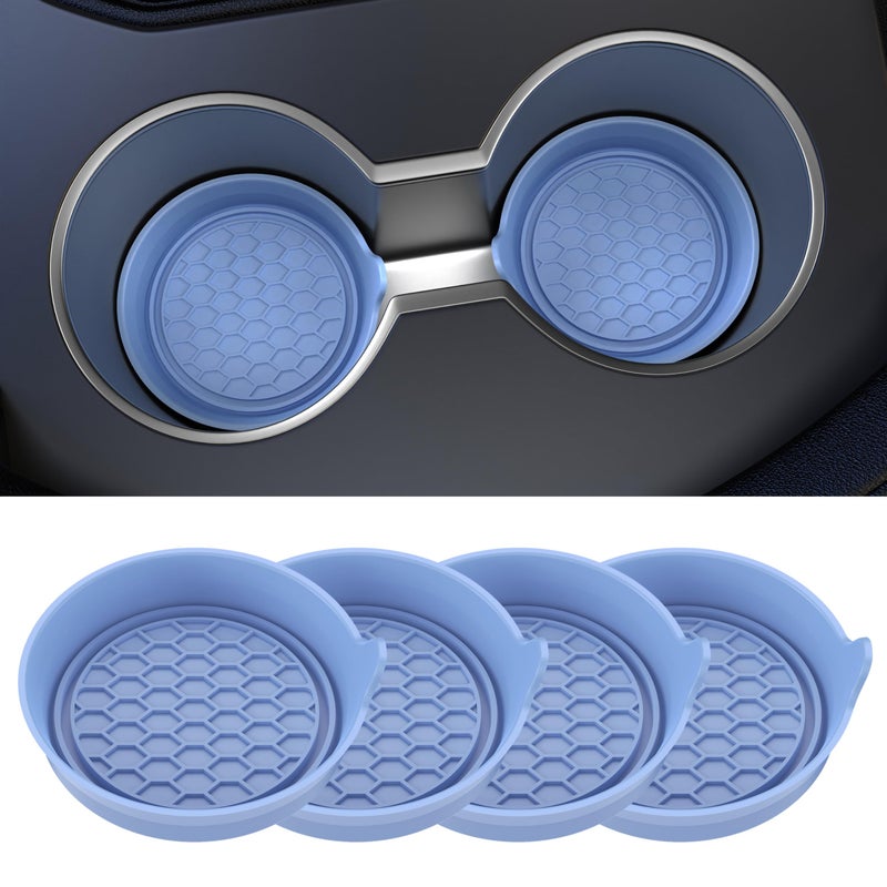 Amooca Car Cup Coaster Universal Automotive Waterproof Non-Slip Cup Holders Sift-Proof Spill Holder Car Interior Accessories 4 Pack Gray Blue - Image 1