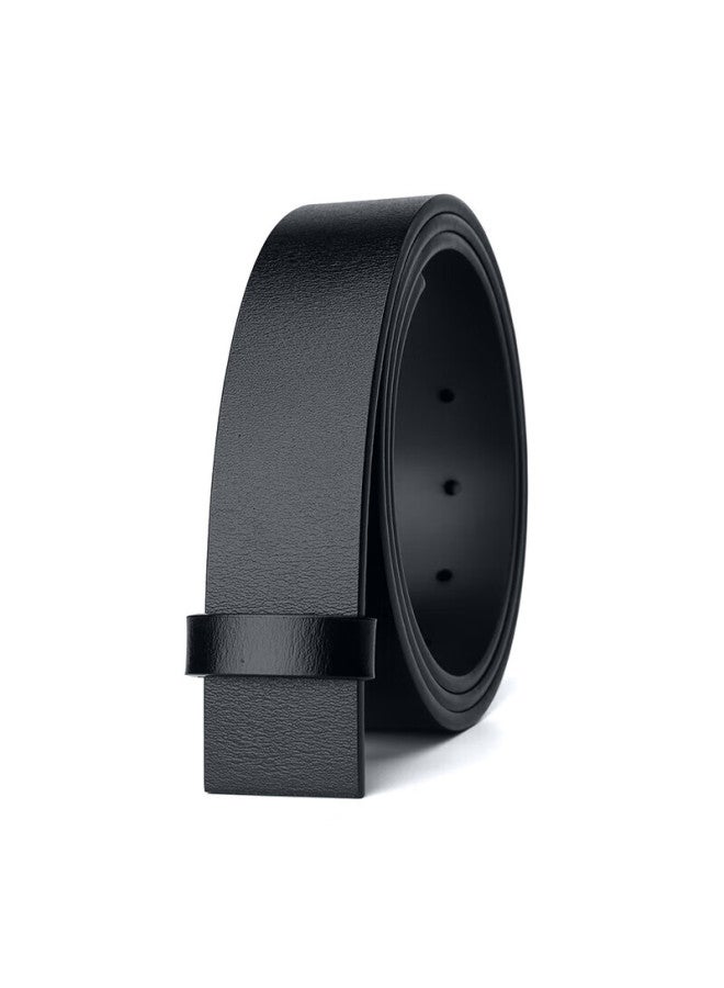 Crocodile T-shirt Retro Leather Belt, No Buckle, Men's Pin Buckle Belt With Holes, Casual Trouser Belt, Without Buckle, E2651 Black - Image 3