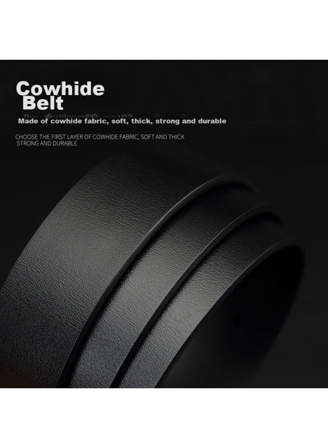 Crocodile T-shirt Retro Leather Belt, No Buckle, Men's Pin Buckle Belt With Holes, Casual Trouser Belt, Without Buckle, E2651 Black - Image 2