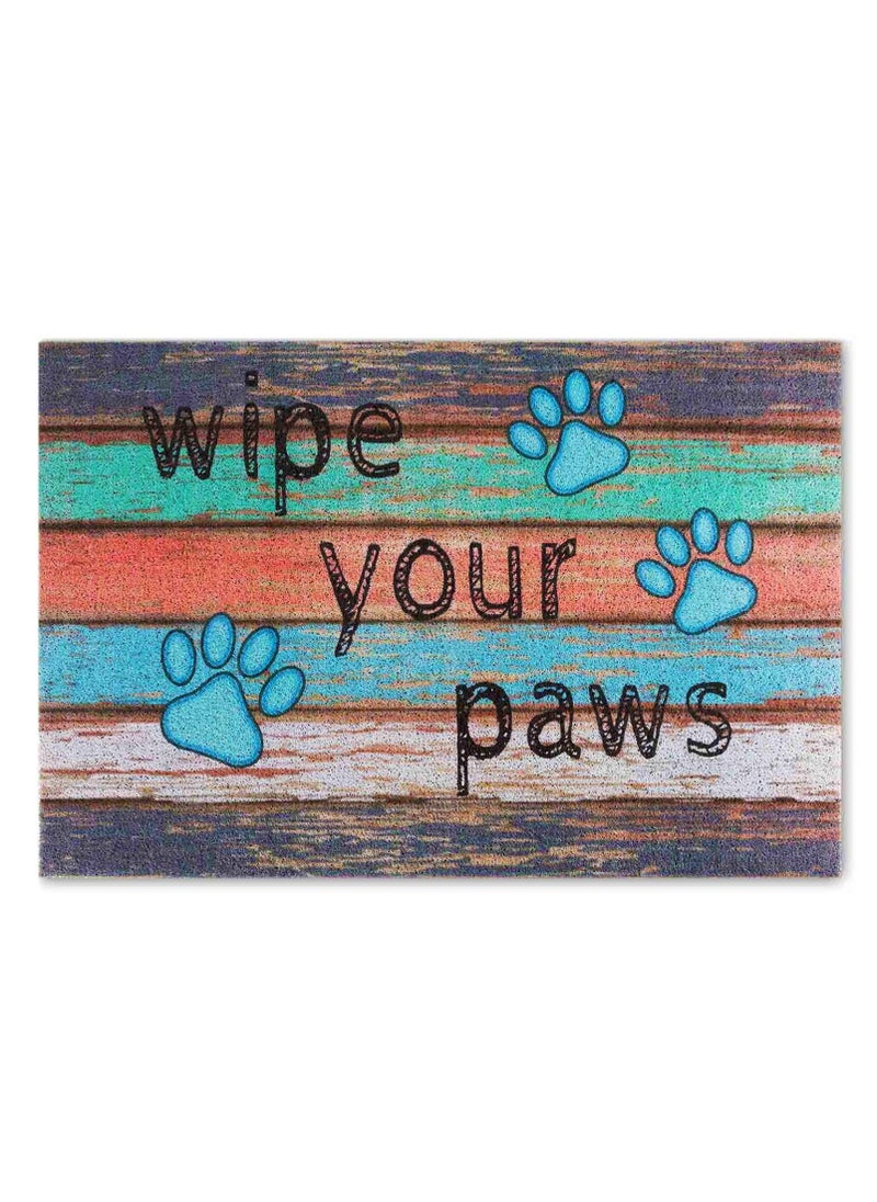 Generic 40*60cm Home Rainbow Series Entrance Door Mat Porch Dust-proof Wear-resistant Floor Mat Home Entrance Stepping Mat Dog Paw Print (wipe your paws-2)  - Image 1