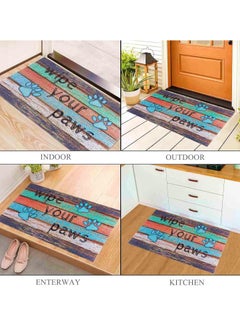 Generic 40*60cm Home Rainbow Series Entrance Door Mat Porch Dust-proof Wear-resistant Floor Mat Home Entrance Stepping Mat Dog Paw Print (wipe your paws-2)  - Image 3