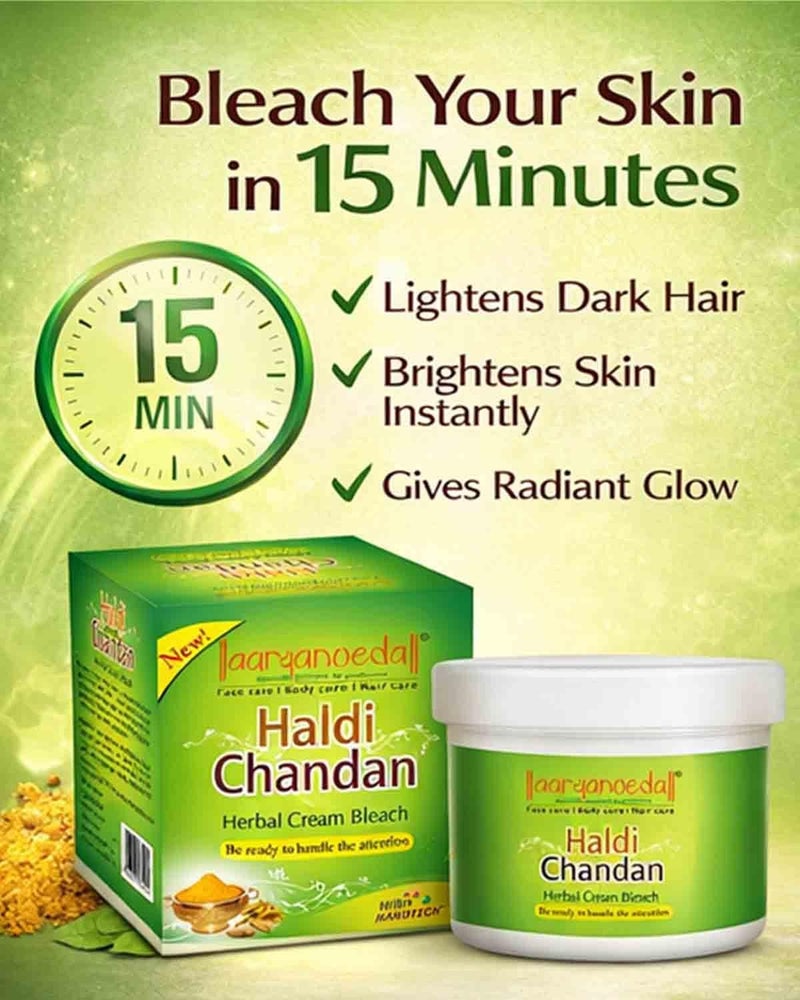 Aryanveda Haldi Chandan Herbal Bleach Cream | Turmeric & Sandalwood for Glowing Skin, Brightening, Anti-Acne & Smooth Skin | Women & Men | 43g Each (Pack of 10) - Image 4