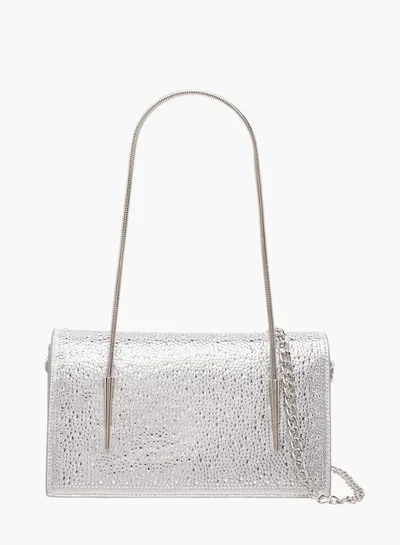 Flora Bella By Shoexpress Women's Embellished Sling Bag with Chain Strap and Magnetic Button Closure