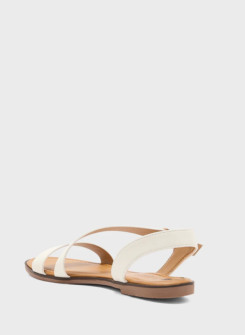 Savannah Collection Strappy Flat Sandal With Buckle