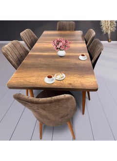 LHFHOMT 7 Seater Dining Room Sets 1 Table With 6 Chairs (160 x 80 x 70 cm) dining Table Sets  - Image 2
