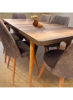 LHFHOMT 7 Seater Dining Room Sets 1 Table With 6 Chairs (160 x 80 x 70 cm) dining Table Sets  - Image 3