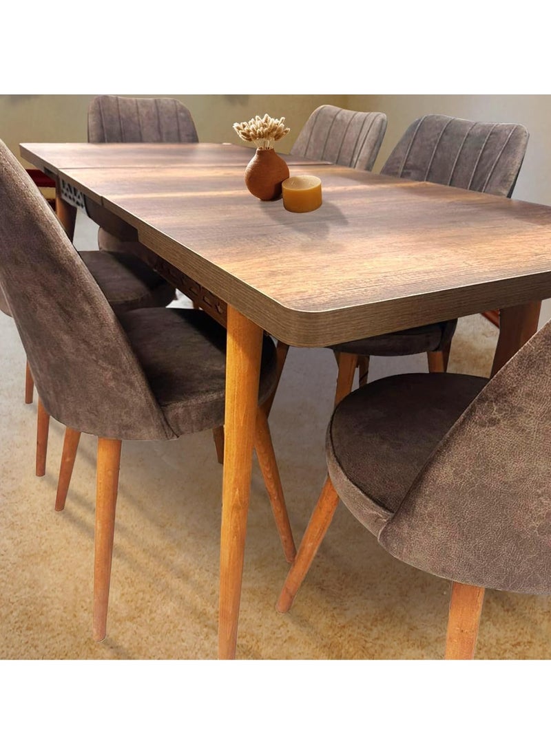 LHFHOMT 7 Seater Dining Room Sets 1 Table With 6 Chairs (160 x 80 x 70 cm) dining Table Sets  - Image 3
