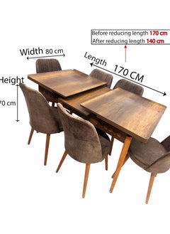 LHFHOMT 7 Seater Dining Room Sets 1 Table With 6 Chairs (160 x 80 x 70 cm) dining Table Sets  - Image 5