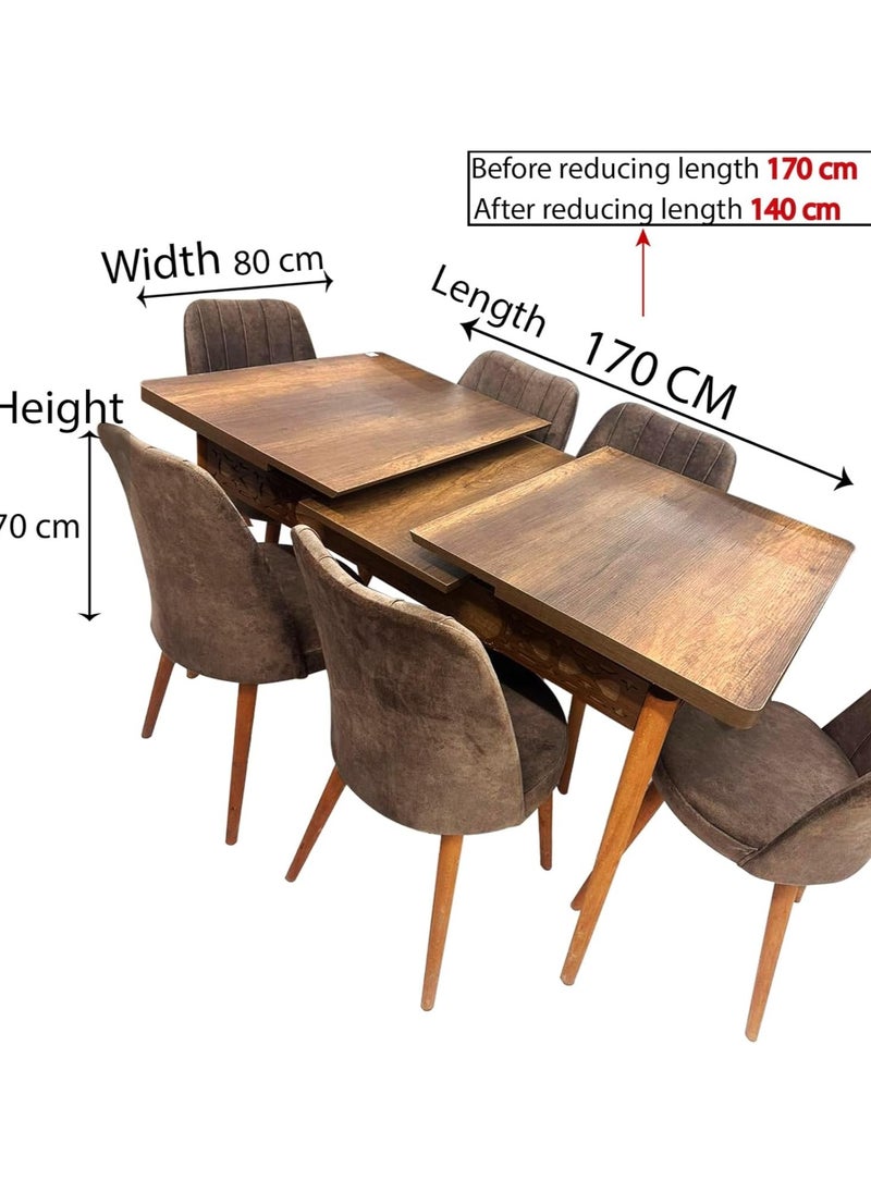 LHFHOMT 7 Seater Dining Room Sets 1 Table With 6 Chairs (160 x 80 x 70 cm) dining Table Sets  - Image 5