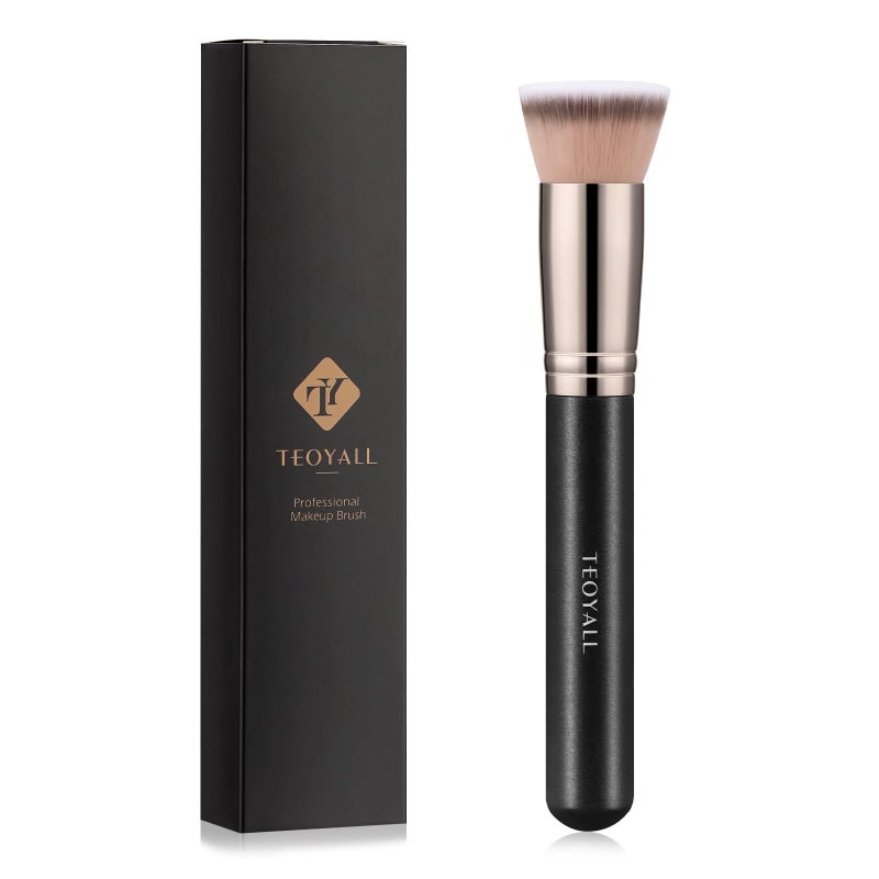 TEOYALL Kabuki Foundaiton Brush, Soft Dense Synthetic Bristles Flat Top Blending Buffing Brush For Liquid Cream Contour Bronzer Foundation - Image 1