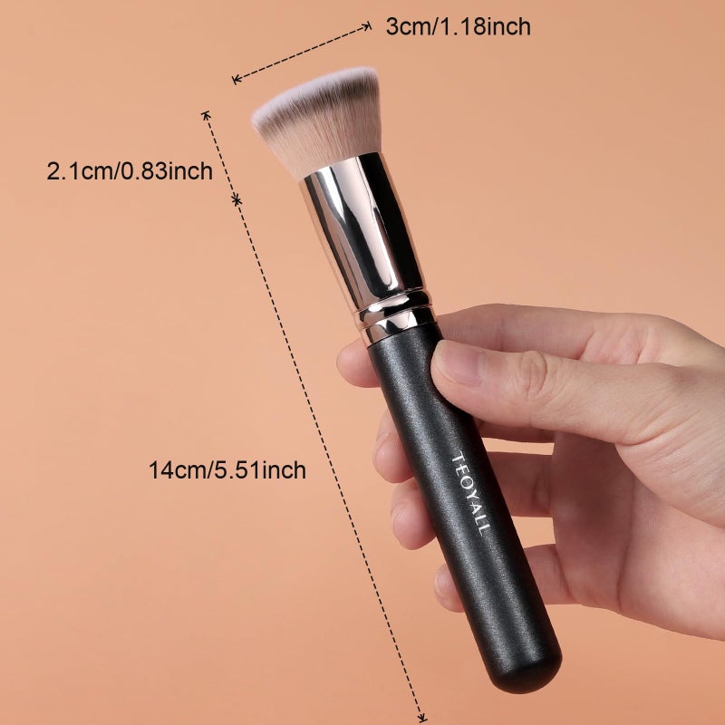 TEOYALL Kabuki Foundaiton Brush, Soft Dense Synthetic Bristles Flat Top Blending Buffing Brush For Liquid Cream Contour Bronzer Foundation - Image 5