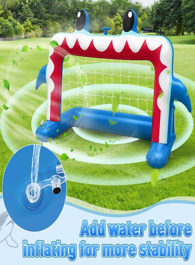 Intoypad Water Sprinkler Football Toys, Inflatable Shark Soccer Goal with Football for Pool Backyard Outdoor Play, Summer Water Games Outside Yard Pool Toys for Boys Girls Kids Ages 3-8 - Image 5