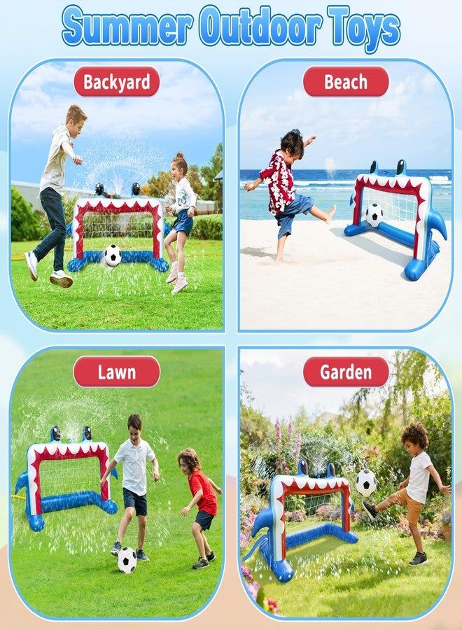 Intoypad Water Sprinkler Football Toys, Inflatable Shark Soccer Goal with Football for Pool Backyard Outdoor Play, Summer Water Games Outside Yard Pool Toys for Boys Girls Kids Ages 3-8 - Image 3