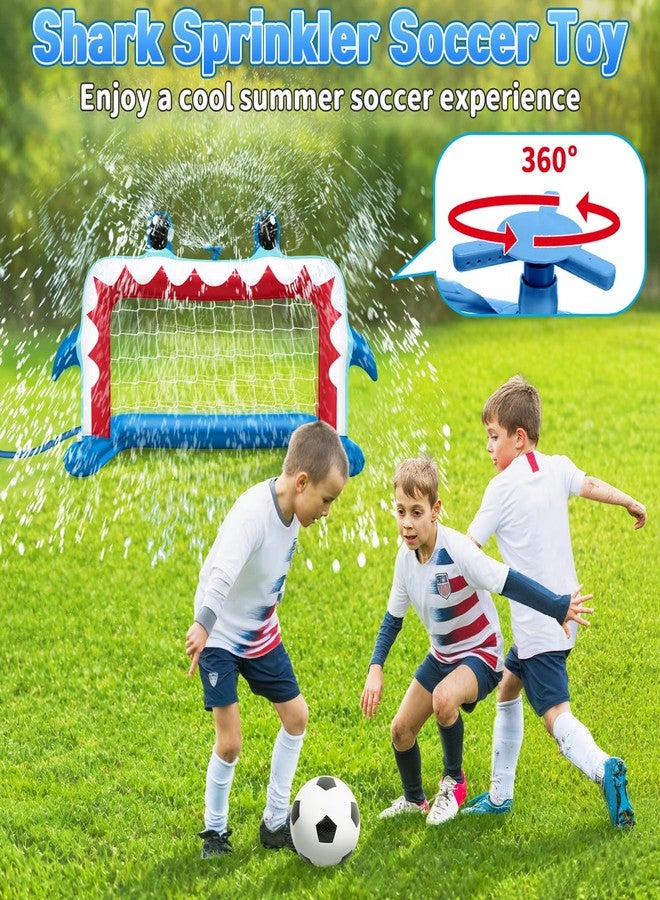 Intoypad Water Sprinkler Football Toys, Inflatable Shark Soccer Goal with Football for Pool Backyard Outdoor Play, Summer Water Games Outside Yard Pool Toys for Boys Girls Kids Ages 3-8 - Image 2