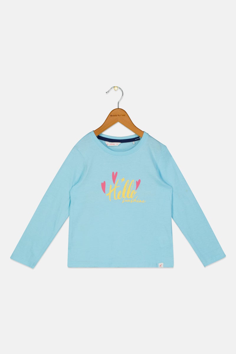 Hamleys Toddlers Girl Crew Neck Long Sleeve Graphic Print T-Shirt, Sky Blue - Image 3