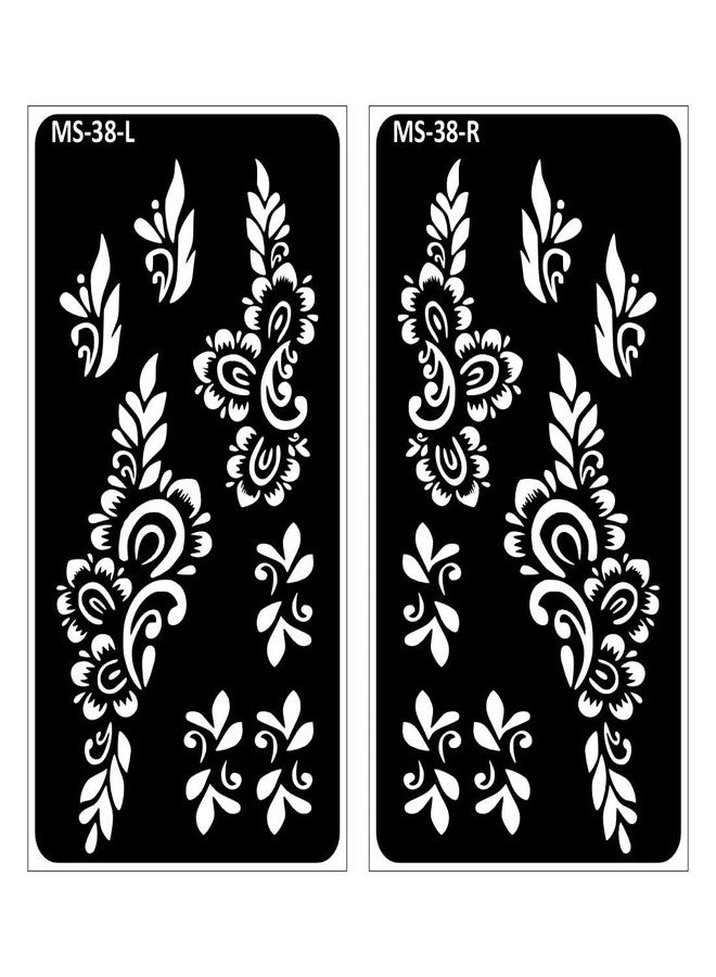 VANVATI Simple Flower Design Sticker with Floral Sticker Mehndi Stencil Sticker One Set for Both Hand | Easy to Apply Stencil Mehndi Sticker Perfect for Weddings, Parties and Any Occasion - Image 1