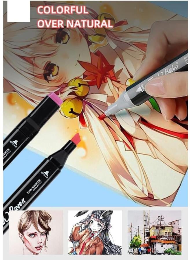 Alcohol Brush Markers,48 Colors Art Markers Sketch Pens With Dual Tips Fine&Broad Chisel,Art Supplies For Coloring,Sketching,And Drawing With Marker Case,Multi-coloured - Image 2