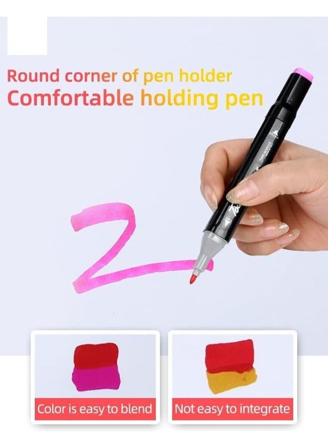 Alcohol Brush Markers,48 Colors Art Markers Sketch Pens With Dual Tips Fine&Broad Chisel,Art Supplies For Coloring,Sketching,And Drawing With Marker Case,Multi-coloured - Image 3