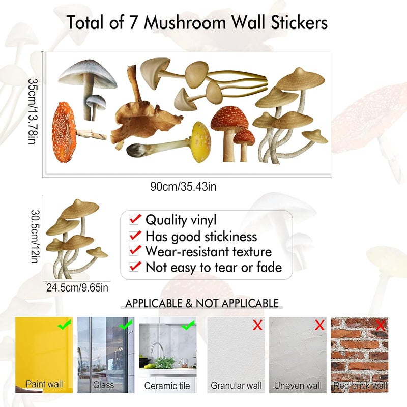 LIYAOLI Mushroom Wall Decals for Girls Bedroom Decor Nursery Wall Decals Peel and Stick Botanical DIY Wall Art Decor Vinyl Wall Sticker for Baby Girls Boys Nursery Kids Classroom Decor - Image 5