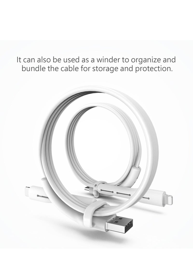 KASTWAVE Charger Cable Saver Cable Management Organizer Protective Cable Protector for iPhone iPad Cord Saver for Bundling and Organizing Cables 2 Pairs White Black Lightning to USB - Image 5