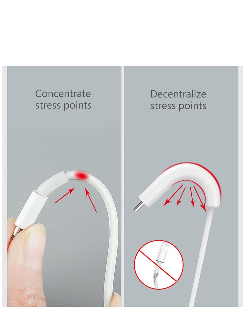 KASTWAVE Charger Cable Saver Cable Management Organizer Protective Cable Protector for iPhone iPad Cord Saver for Bundling and Organizing Cables 2 Pairs White Black Lightning to USB - Image 2