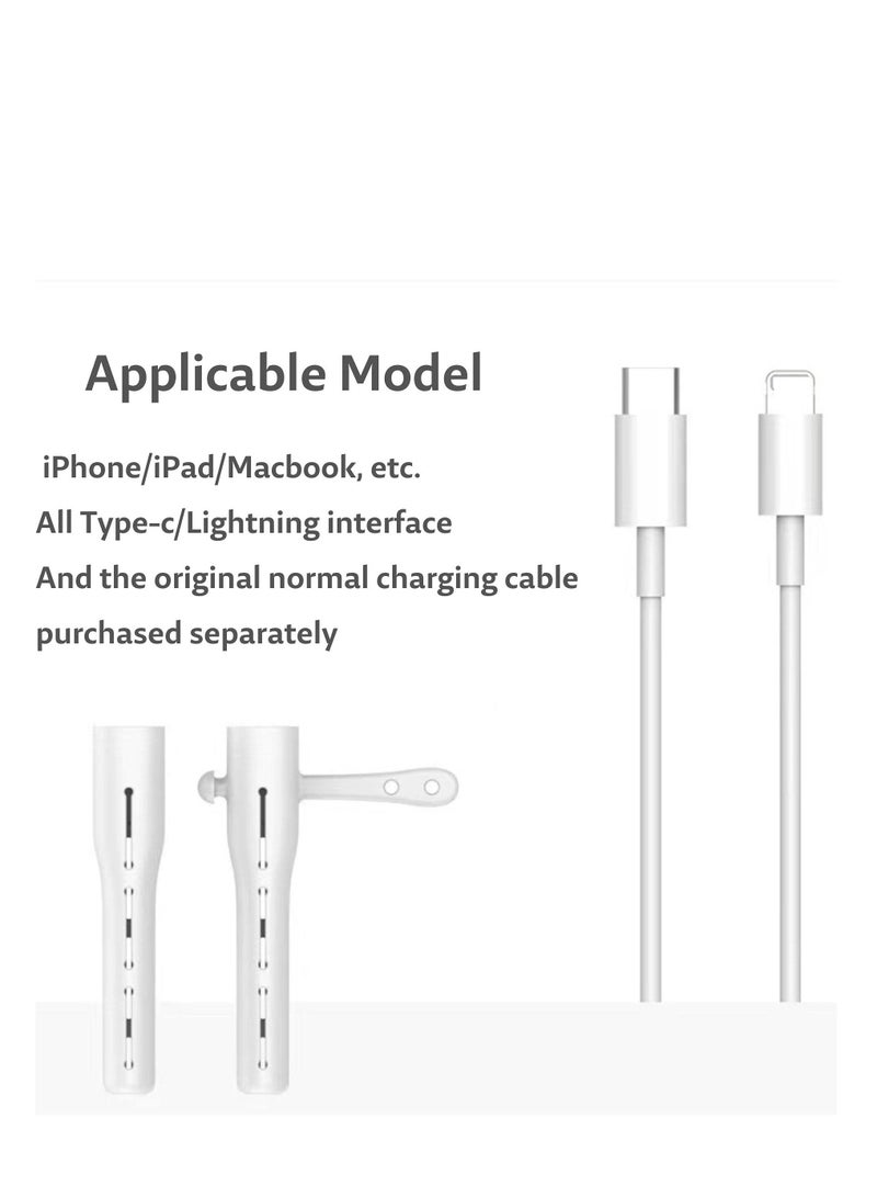 KASTWAVE Charger Cable Saver Cable Management Organizer Protective Cable Protector for iPhone iPad Cord Saver for Bundling and Organizing Cables 2 Pairs White Black Lightning to USB - Image 4