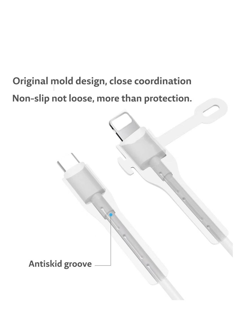 KASTWAVE Charger Cable Saver Cable Management Organizer Protective Cable Protector for iPhone iPad Cord Saver for Bundling and Organizing Cables 2 Pairs White Black Lightning to USB - Image 3