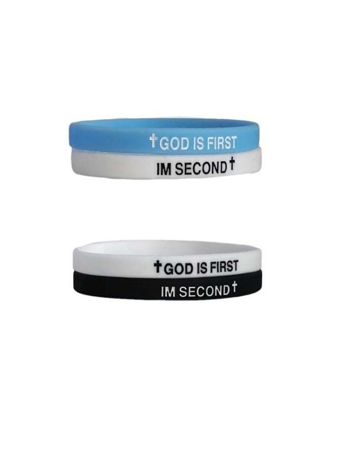 DATOA God is First IM Second Bracelet for Women Men Bible Verses Cross Silicone Bracelet Religion Faith Accessories-A - Image 1