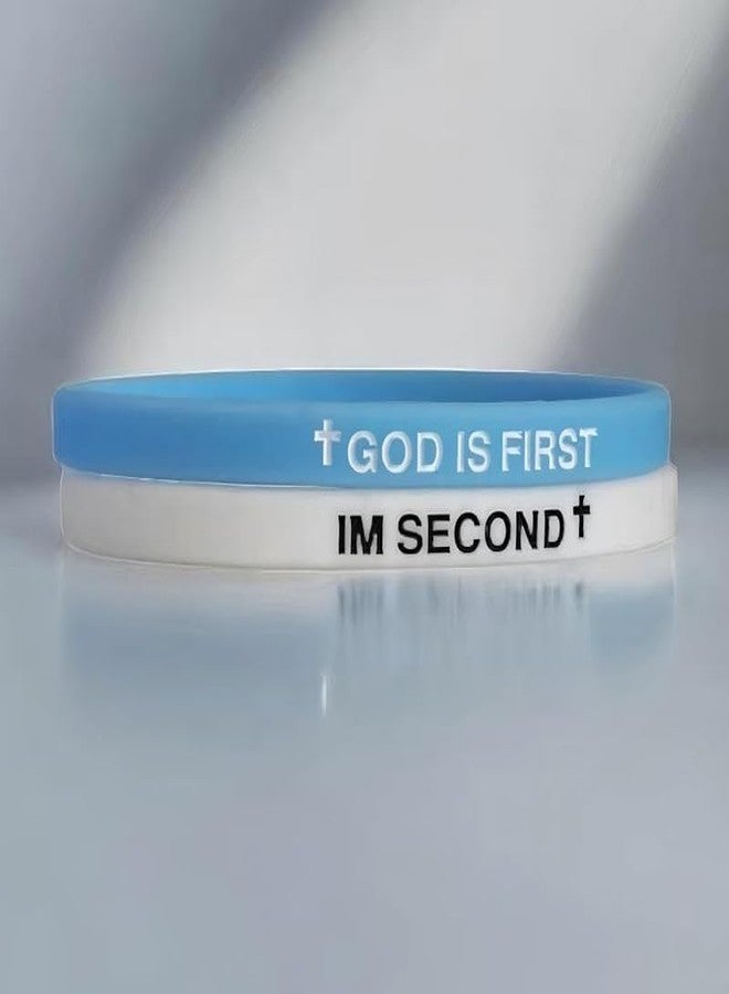 DATOA God is First IM Second Bracelet for Women Men Bible Verses Cross Silicone Bracelet Religion Faith Accessories-A - Image 2