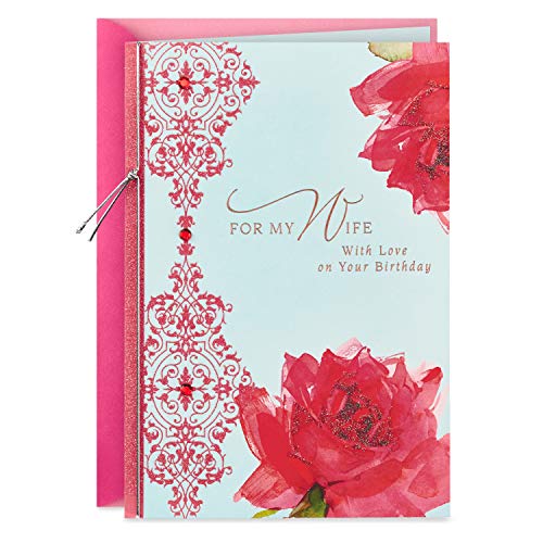 Hallmark Birthday Card for Wife (Roses with Pattern) - Image 1
