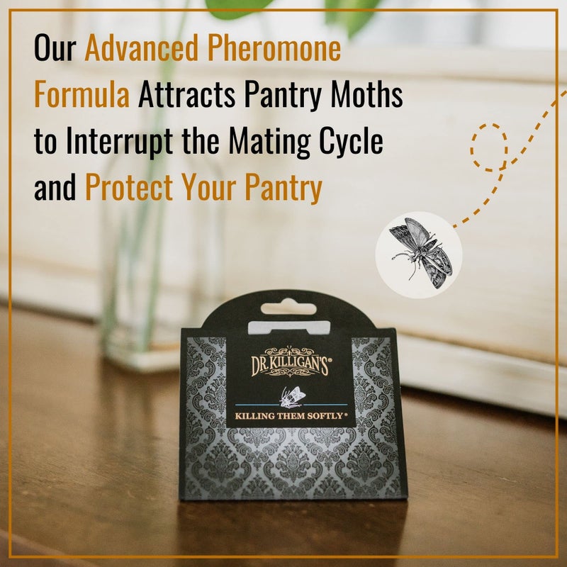 Dr. Killigan's Premium Double Potent Pantry Moth Traps with Pheromones Prime, Sticky Indian Meal Moth Traps for Kitchen, How to Get Rid of Moths in House, Organic Moth Pheromone Traps (6 Pack, Black) - Image 3