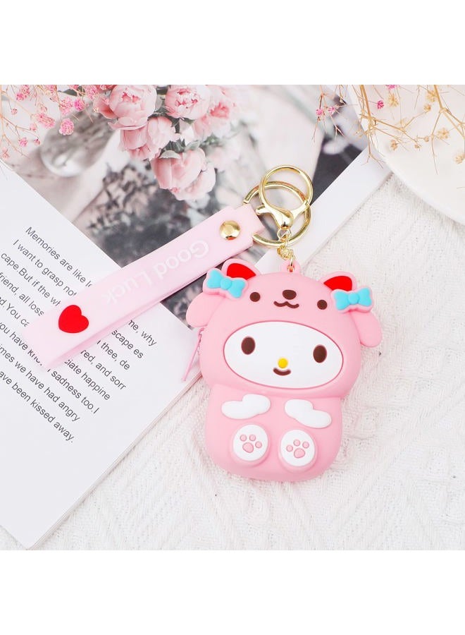 G-Ahora Cartoon Coin Purse Keychain with Lanyard Cute Wallet Coin Cash Pouch Purse for Women Girls, pink, Coin Purse - Image 4