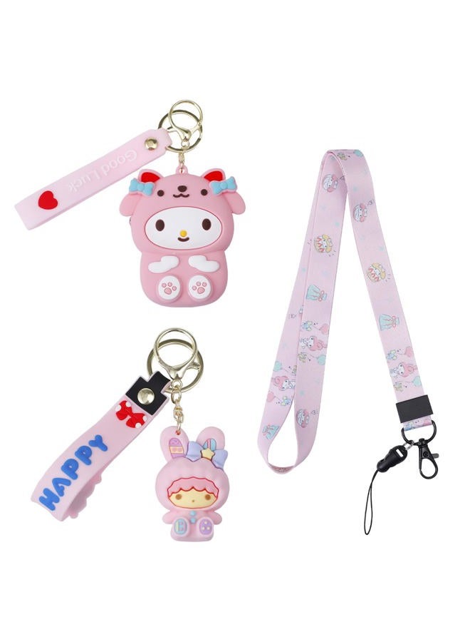 G-Ahora Cartoon Coin Purse Keychain with Lanyard Cute Wallet Coin Cash Pouch Purse for Women Girls, pink, Coin Purse - Image 1