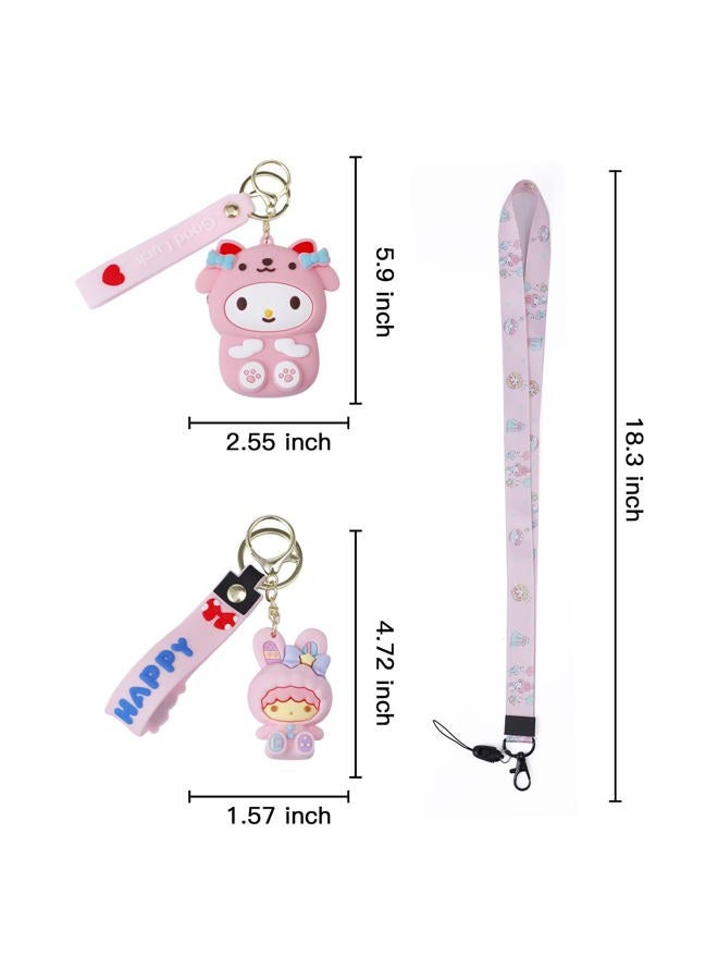 G-Ahora Cartoon Coin Purse Keychain with Lanyard Cute Wallet Coin Cash Pouch Purse for Women Girls, pink, Coin Purse - Image 2