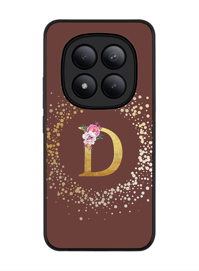 For Xiaomi Redmi Note 15 Pro+ / Poco M8 Pro Case,Slim fit Camera Protection, Shockproof Thin Phone cover  - Custom Monogram Floral - D  (Brown )