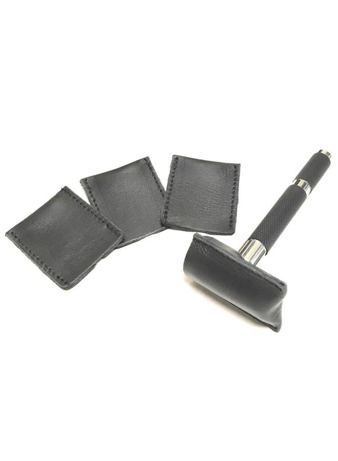 G.B.S Durable and Double Edge Leather Razor Head Sleeve, Protective Sheath Case, Pack of 3 - Image 1
