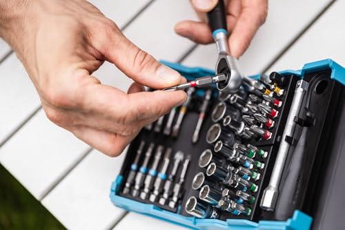 HAZET Smartcase Socket Set 2200SC-2 I 50-Piece Tool Socket Set, Drive: Hexagon and Square 6.3 Mm (1/4 Inch), Mobile Tool Case - Image 2