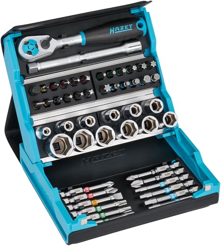 HAZET Smartcase Socket Set 2200SC-2 I 50-Piece Tool Socket Set, Drive: Hexagon and Square 6.3 Mm (1/4 Inch), Mobile Tool Case - Image 1