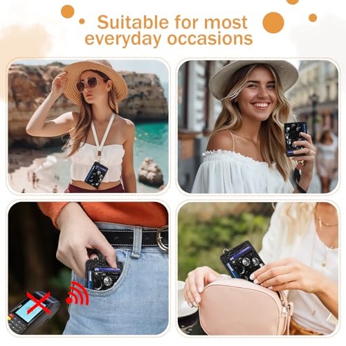 Yonlevres Credit Card Holder Slim Wallet, Moon Lunar Black RFID Wallet Women Front Pocket Small Card Holder, Travel Cute Funny Thin Card Case ID Window PU Leather RFID Blocking Card Organizer Gifts - Image 3