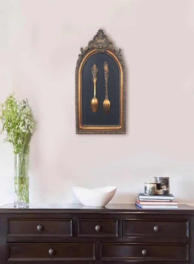 S-MANTIS Vintage Wall Sculpture,Antique Pediment,Hallway Wall Art, Hand Painted Wall Decoration With Embossed Intricate Spoon and Fork Design, Arched Aesthetic Room Décor, Gallery, Unique Gift - Image 4