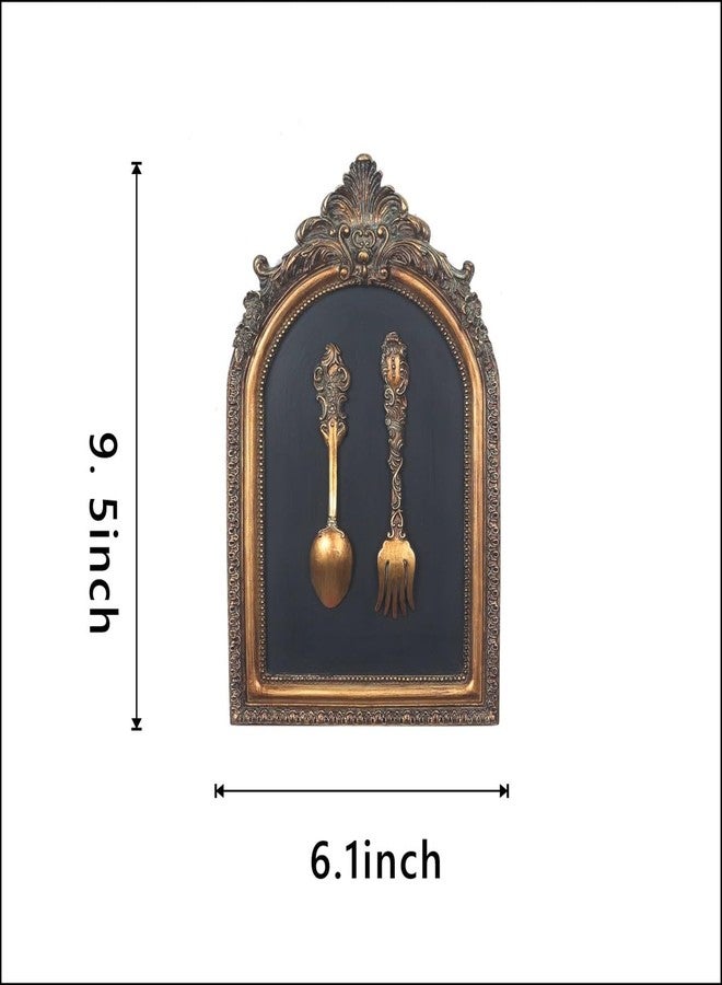 S-MANTIS Vintage Wall Sculpture,Antique Pediment,Hallway Wall Art, Hand Painted Wall Decoration With Embossed Intricate Spoon and Fork Design, Arched Aesthetic Room Décor, Gallery, Unique Gift - Image 2