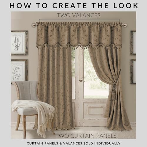 Elrene Home Fashions Mia Jacquard Scroll Blackout Window Curtain, 52" x 84" (1 Panel), Taupe - Image 5