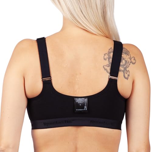 Lipoelastic  LIPOELASTIC® PI Active Variant - Post Surgery Cotton Bra - Front Closure & Seamless Cups Black - Image 2