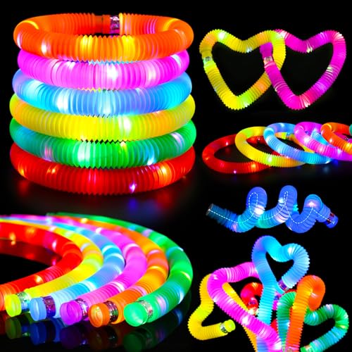 Siwarm 24 Pcs Glow Sticks Toys for Kids LED Light Up Pop TubesBracelet Party Favors for KidsGlow in The Dark Party Supplies Birthday Gifts Xmas Stocking Goodie Bags Stuffers Boys Girls - Image 1