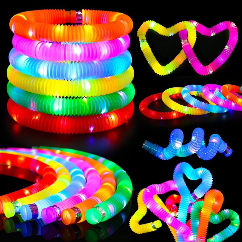 Siwarm 24 Pcs Glow Sticks Toys for Kids LED Light Up Pop TubesBracelet Party Favors for KidsGlow in The Dark Party Supplies Birthday Gifts Xmas Stocking Goodie Bags Stuffers Boys Girls - Image 3