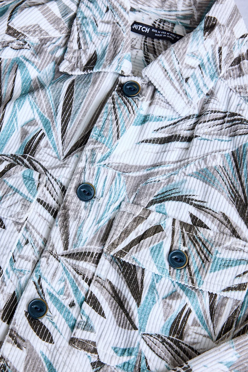 SNITCH White Abstract Corduroy Overshirt