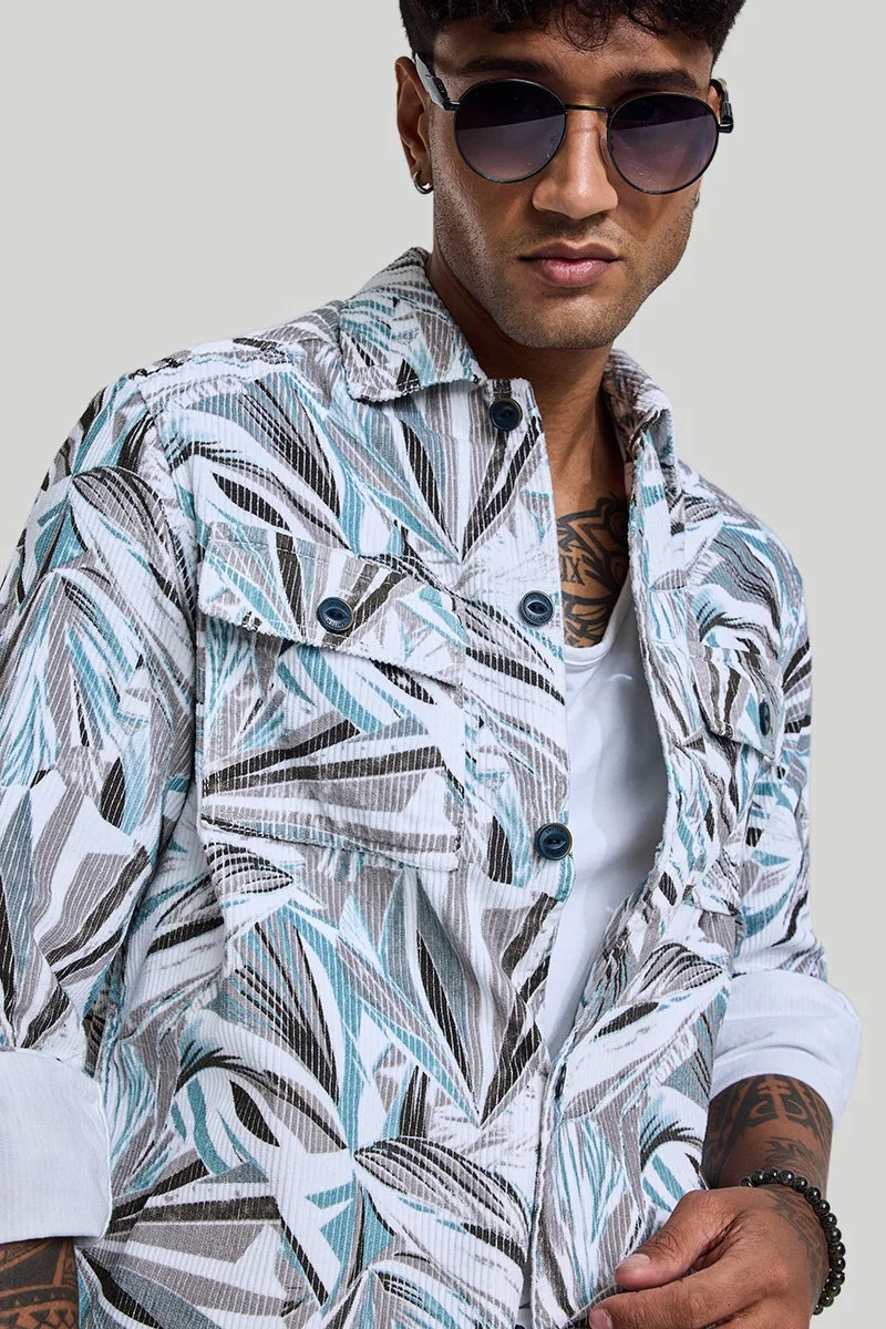 سنيتش قميص أبيض مخملي بتصميم تجريدي