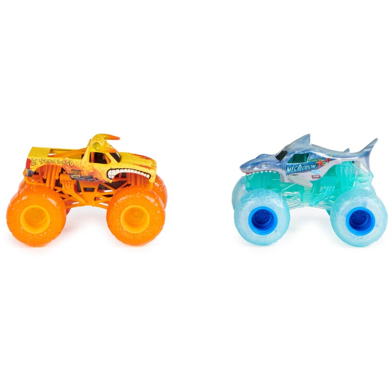 Monster Jam, Official El Toro Loco Earth Vs. Megalodon Surf 1:64 Scale Die-Cast Monster Trucks (Walmart Exclusive), Kids Toys for Boys Ages 3 and up - Image 3