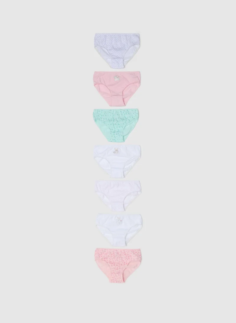 Ovs Seven-Pack Briefs In Cotton With Print